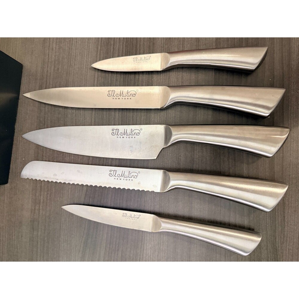 Il Mulino New York 5 Piece Stainless Steel Kitchen Knife Set With Block